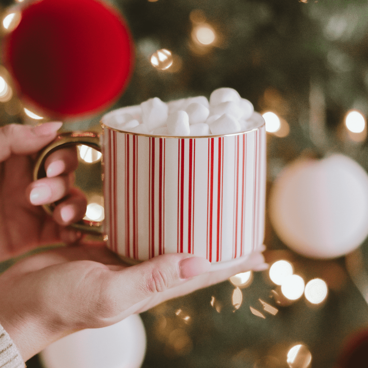 Red Stripe 14oz. Gold Handle Coffee Mug