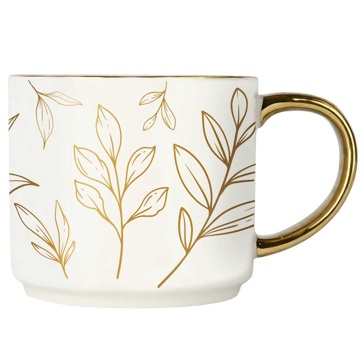 Gold Leaves 14oz. Gold Handle Coffee Mug