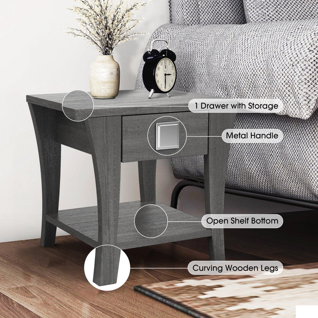 Furniture of America Amity End Table, Gray