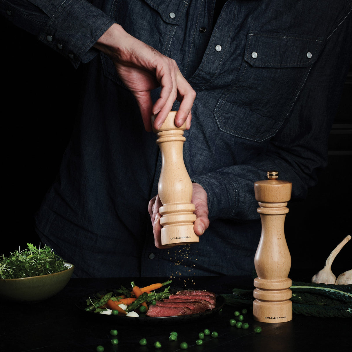 Cole & Mason London Natural Beech Salt & Pepper Mills