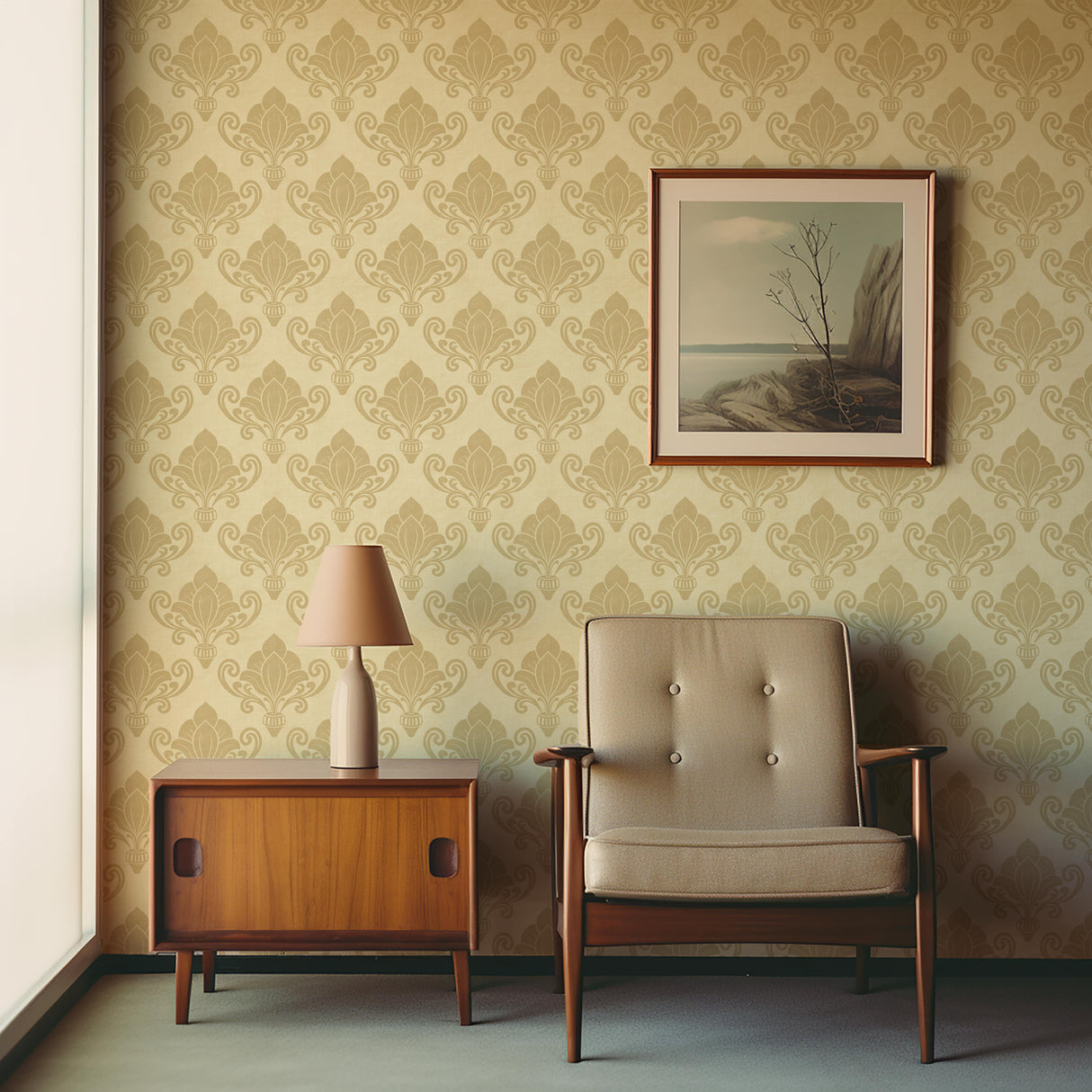 Rococo Reverie - Cream Damask Wallpaper