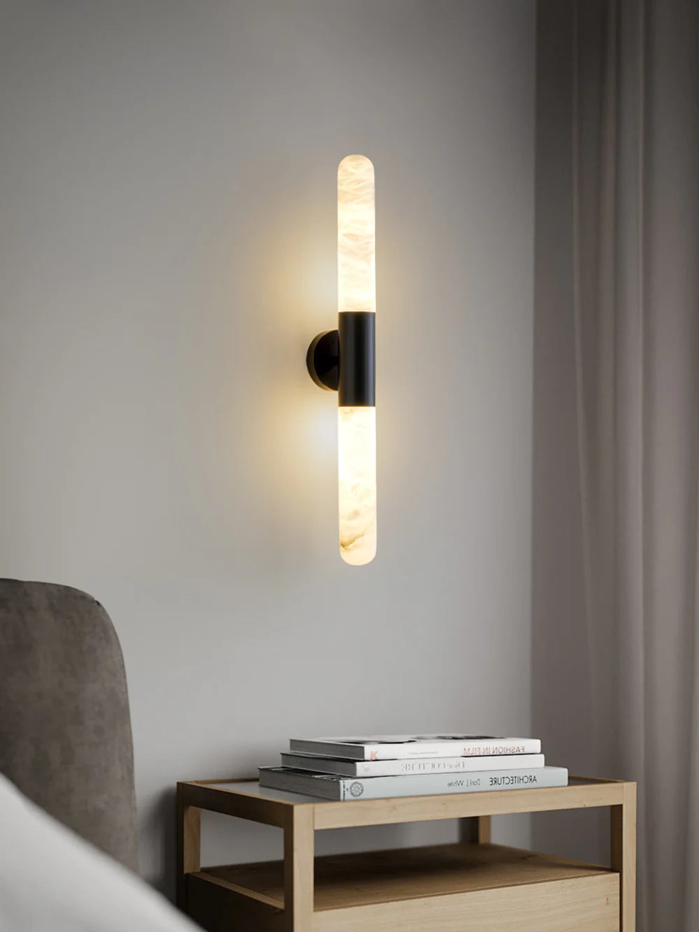 Cylindrical Alabaster Slim Wall Lamp