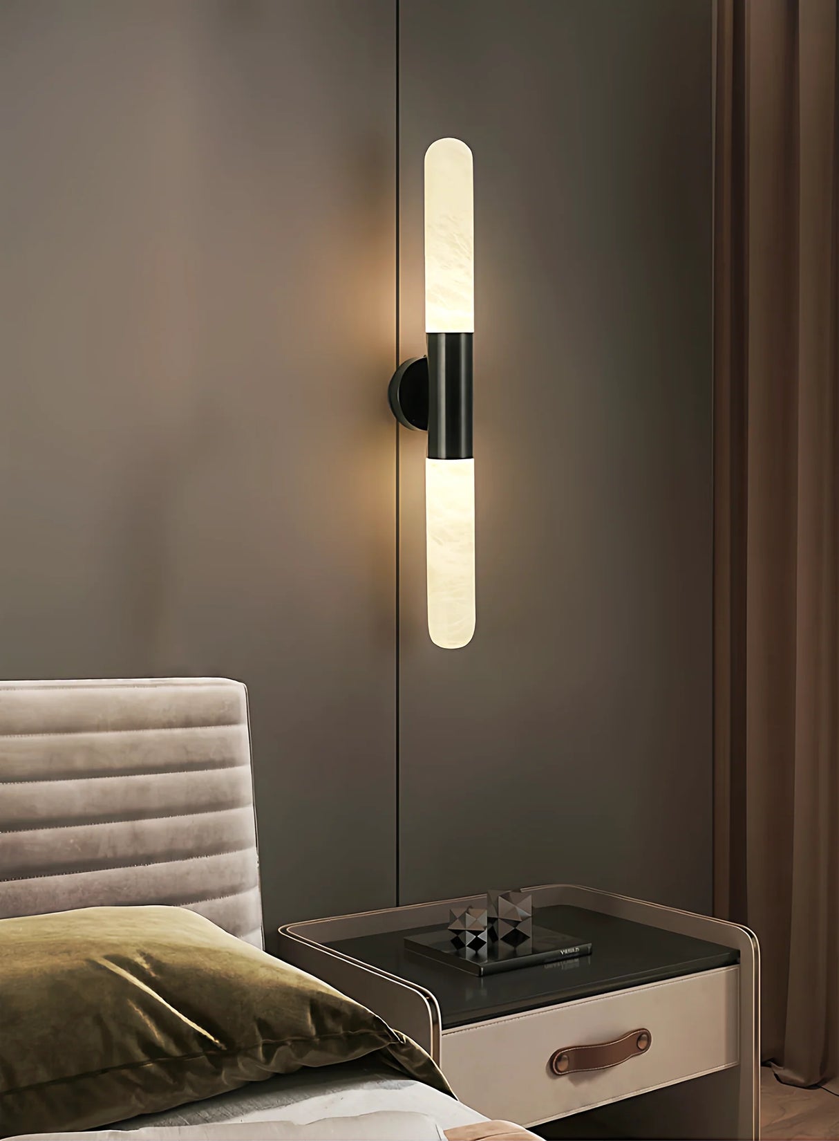 Cylindrical Alabaster Slim Wall Lamp