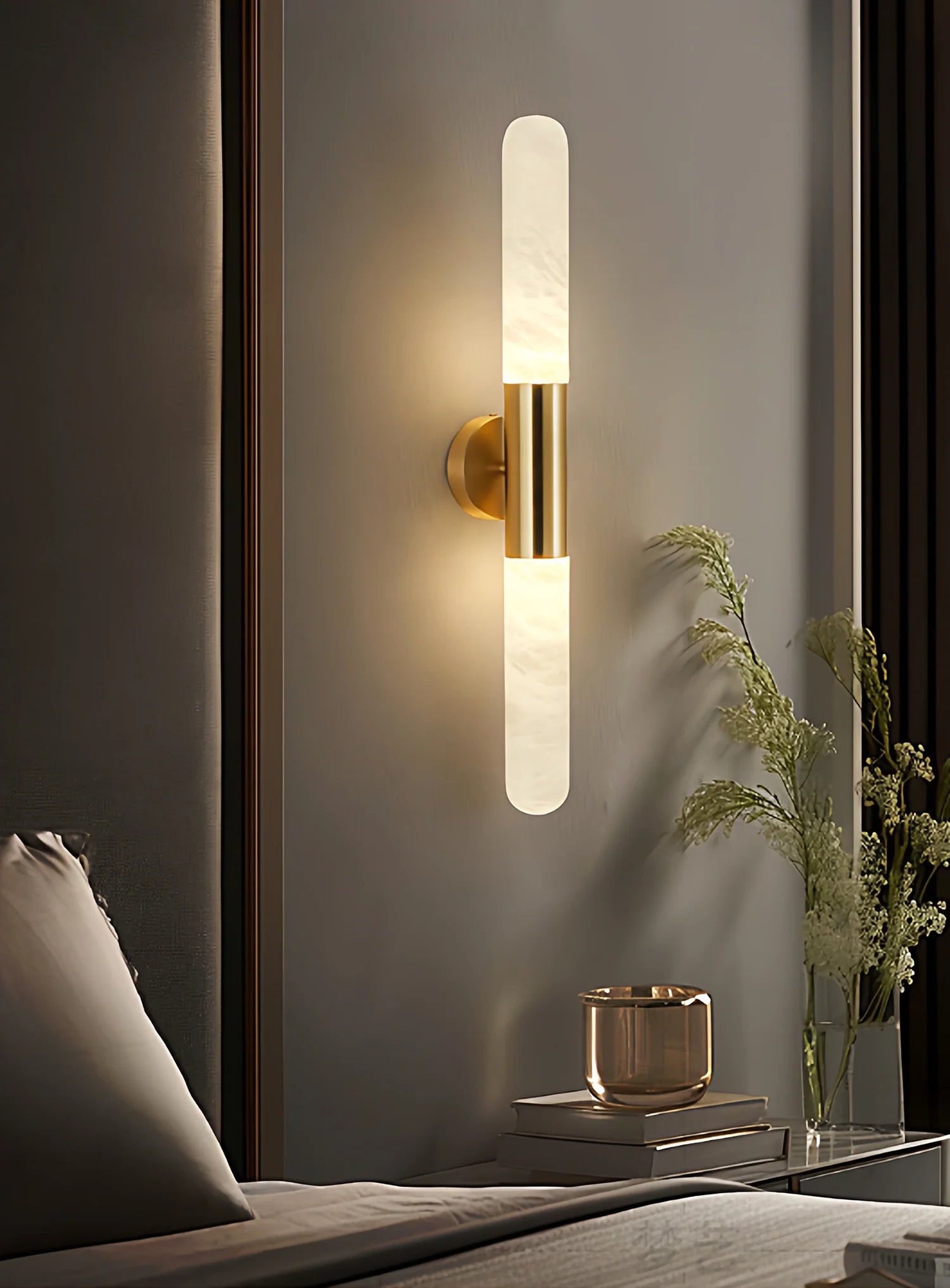 Cylindrical Alabaster Slim Wall Lamp