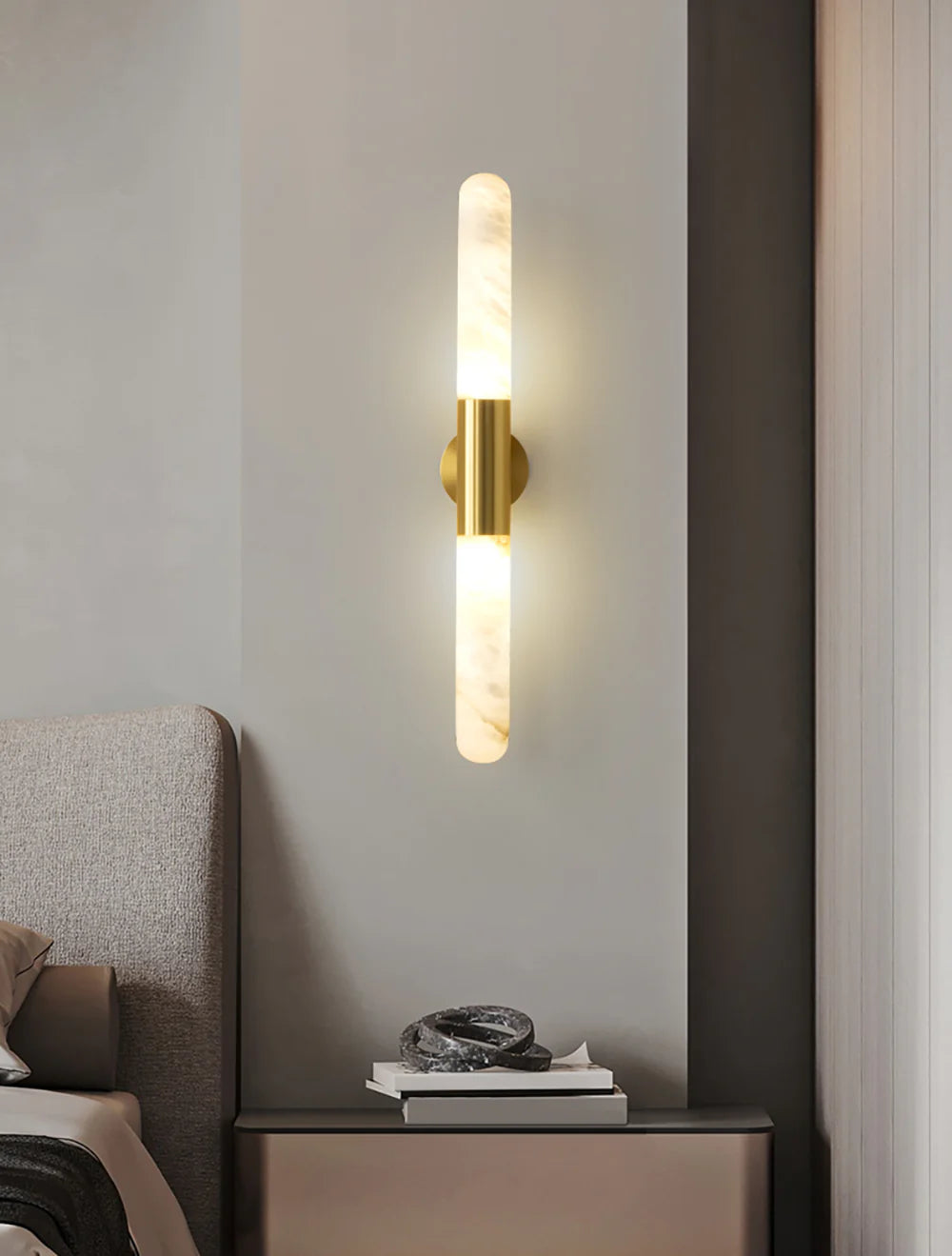 Cylindrical Alabaster Slim Wall Lamp