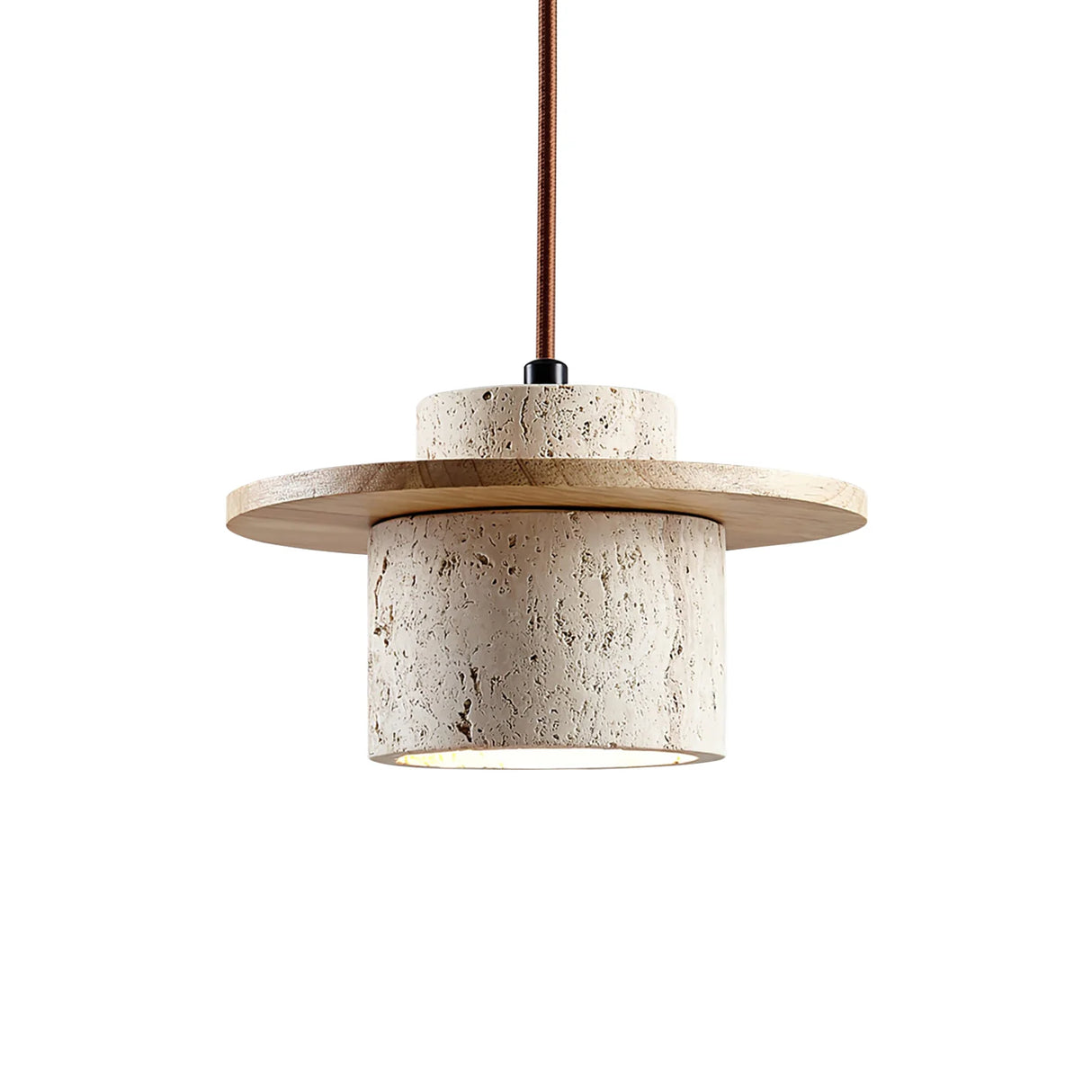 Cylindrical Stonova Duo Travertine Pendant Light