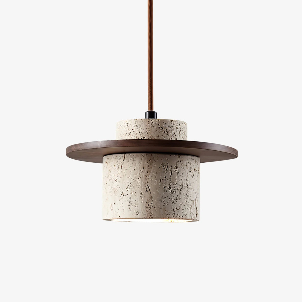 Cylindrical Stonova Duo Travertine Pendant Light