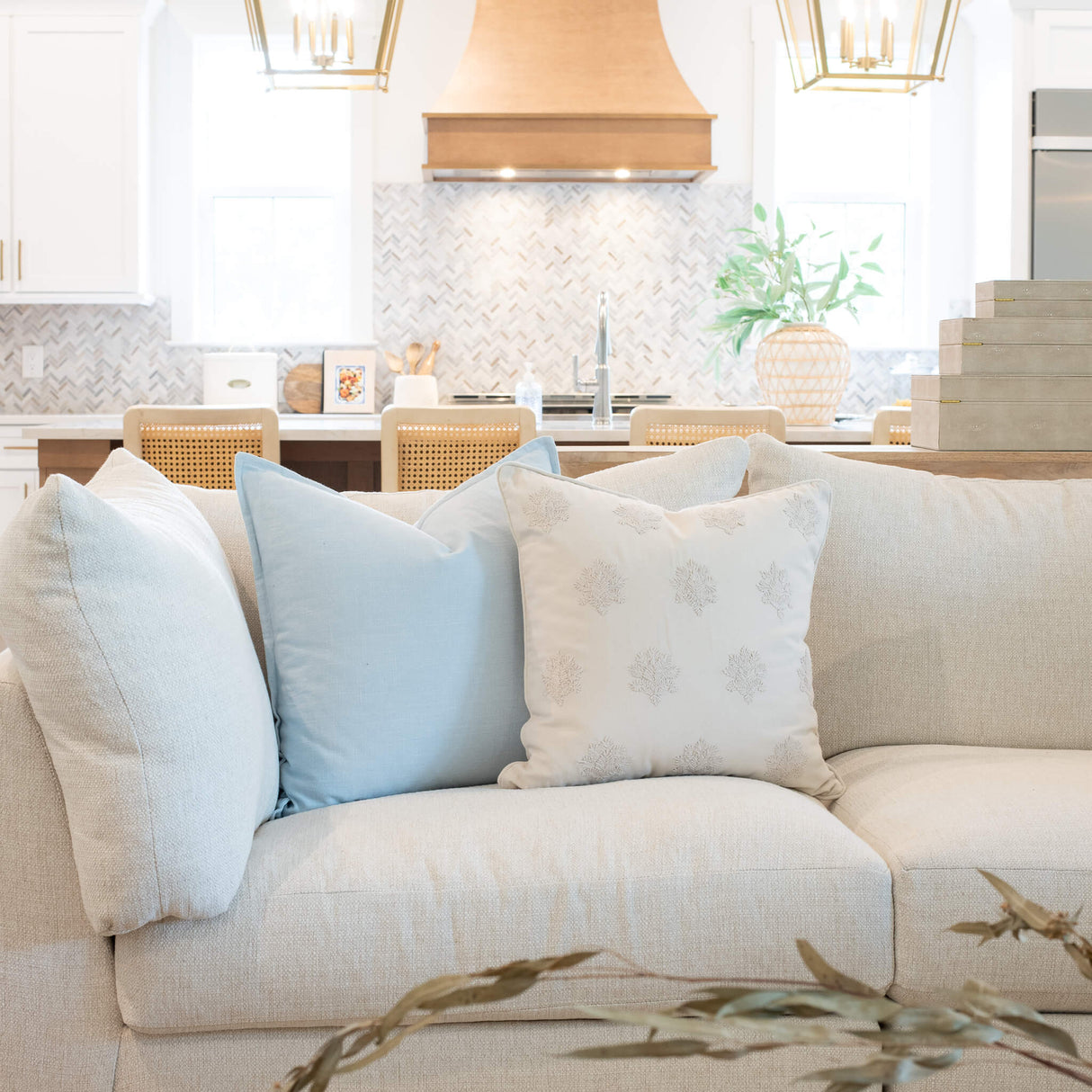 Arden Embroidered Pillow Cover | Natural