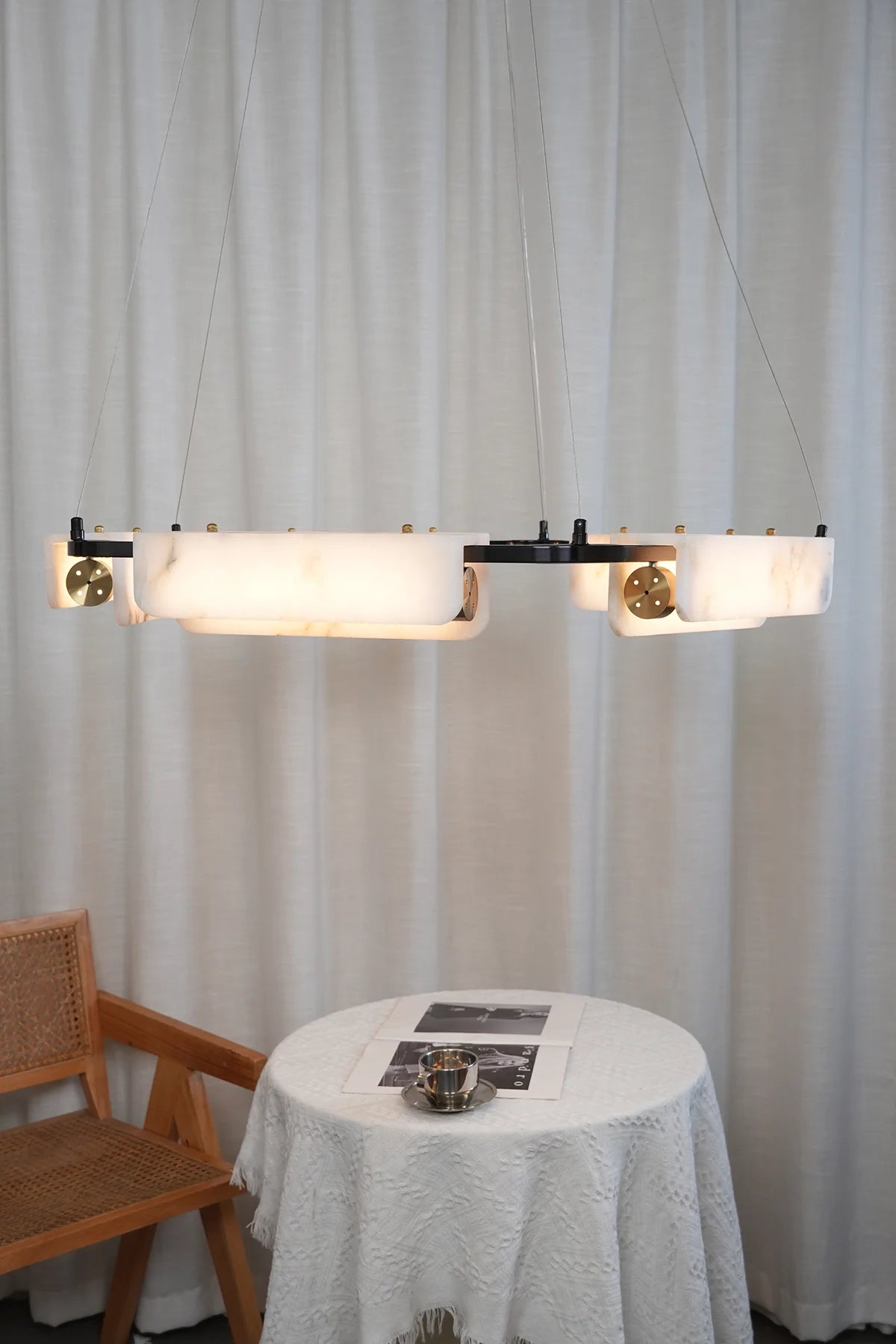 Delia Rectangular Alabaster Chandelier