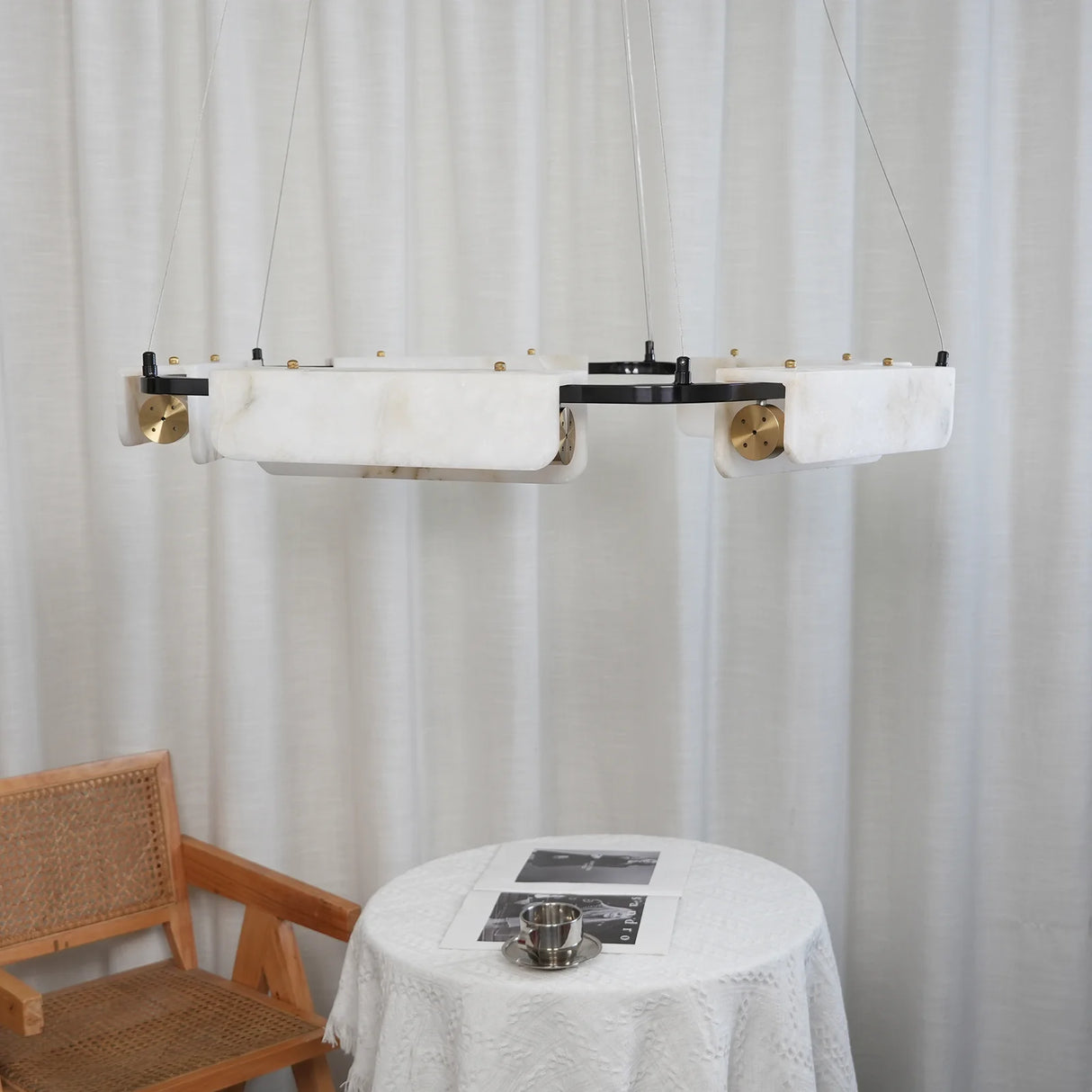 Delia Rectangular Alabaster Chandelier