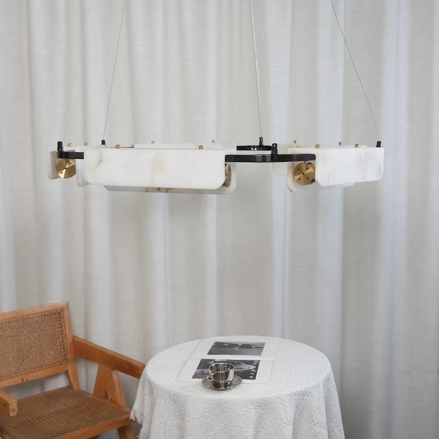 Delia Rectangular Alabaster Chandelier