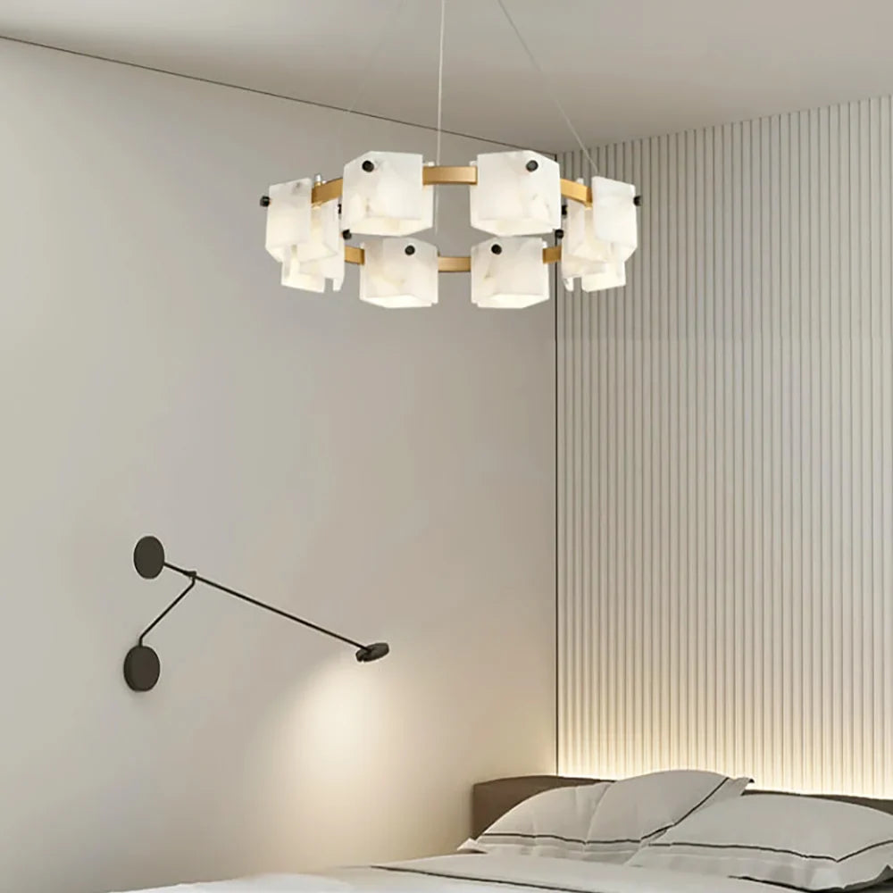 Diamond Shaped Alabaster Ring Chandelier