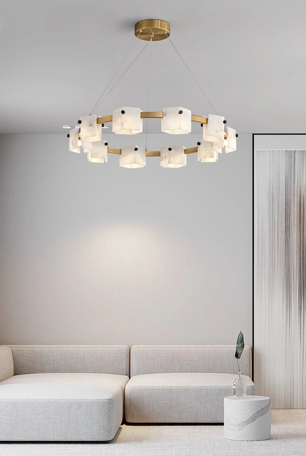 Diamond Shaped Alabaster Ring Chandelier