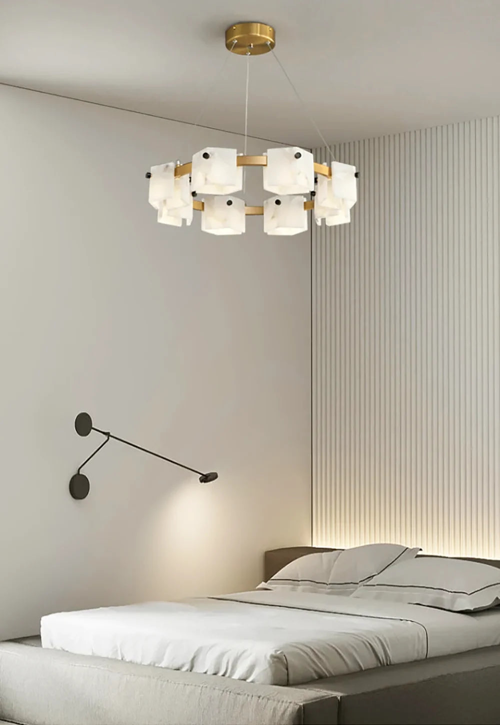 Diamond Shaped Alabaster Ring Chandelier