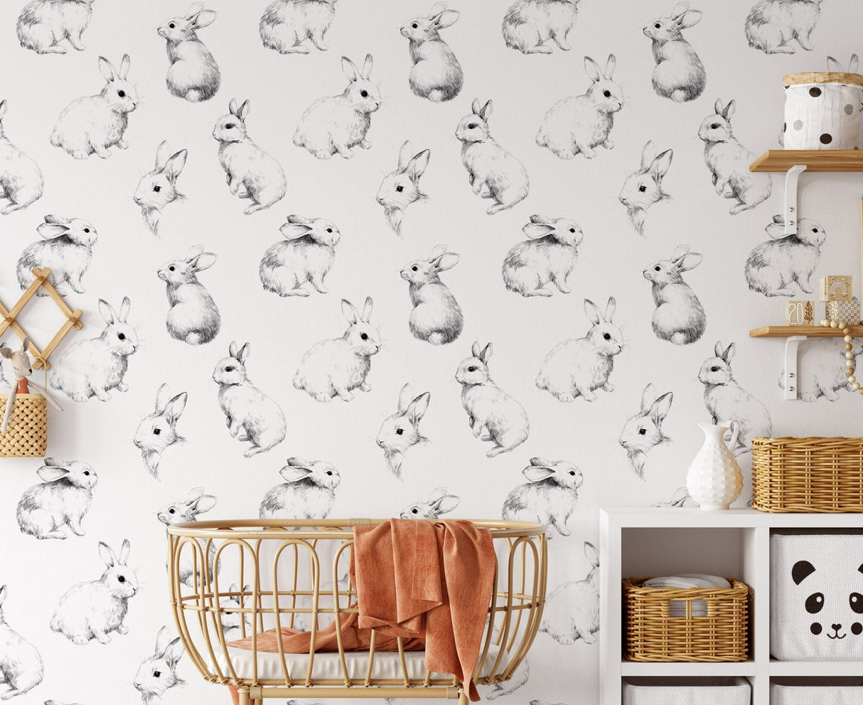 Hand drawn Bunnies Kids Wallpaper