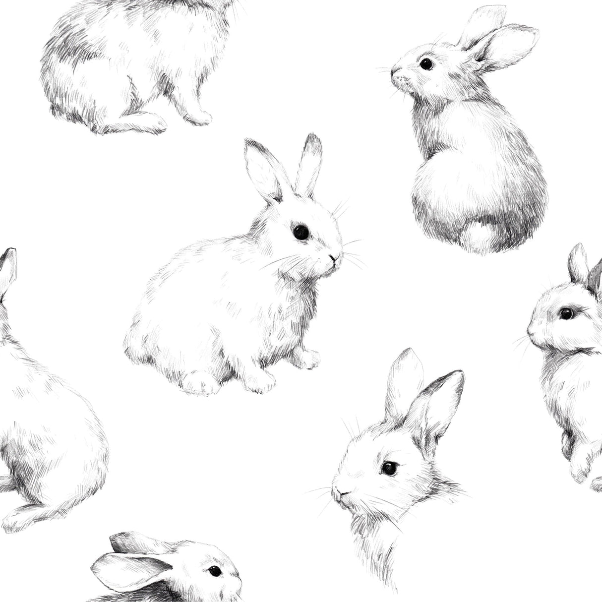 Hand drawn Bunnies Kids Wallpaper