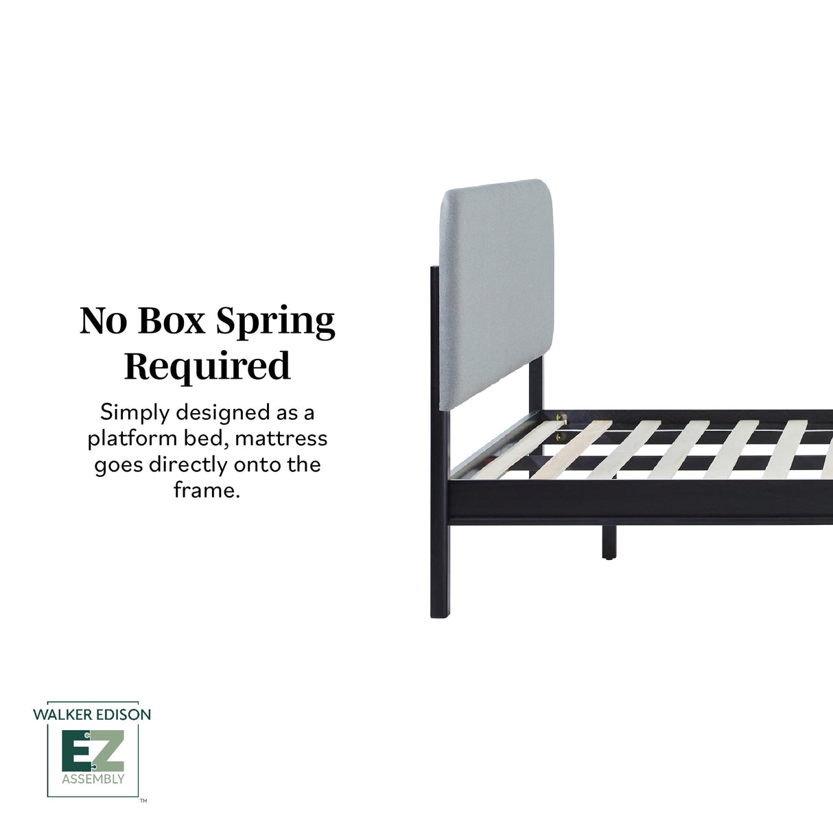 Annette Contemporary Upholstered Headboard Curved Wood Bed Frame