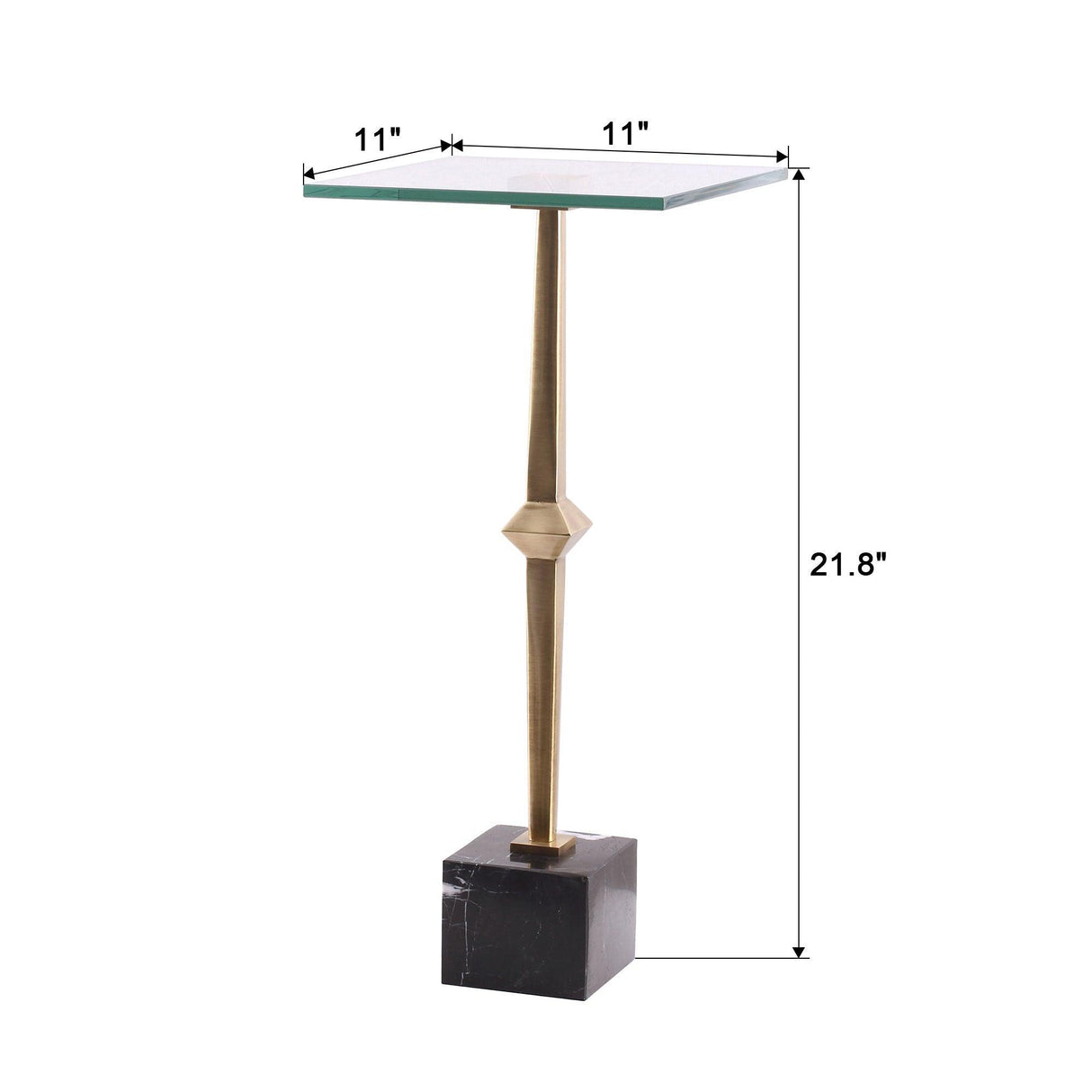 11" Square Side Table with Marble Base
