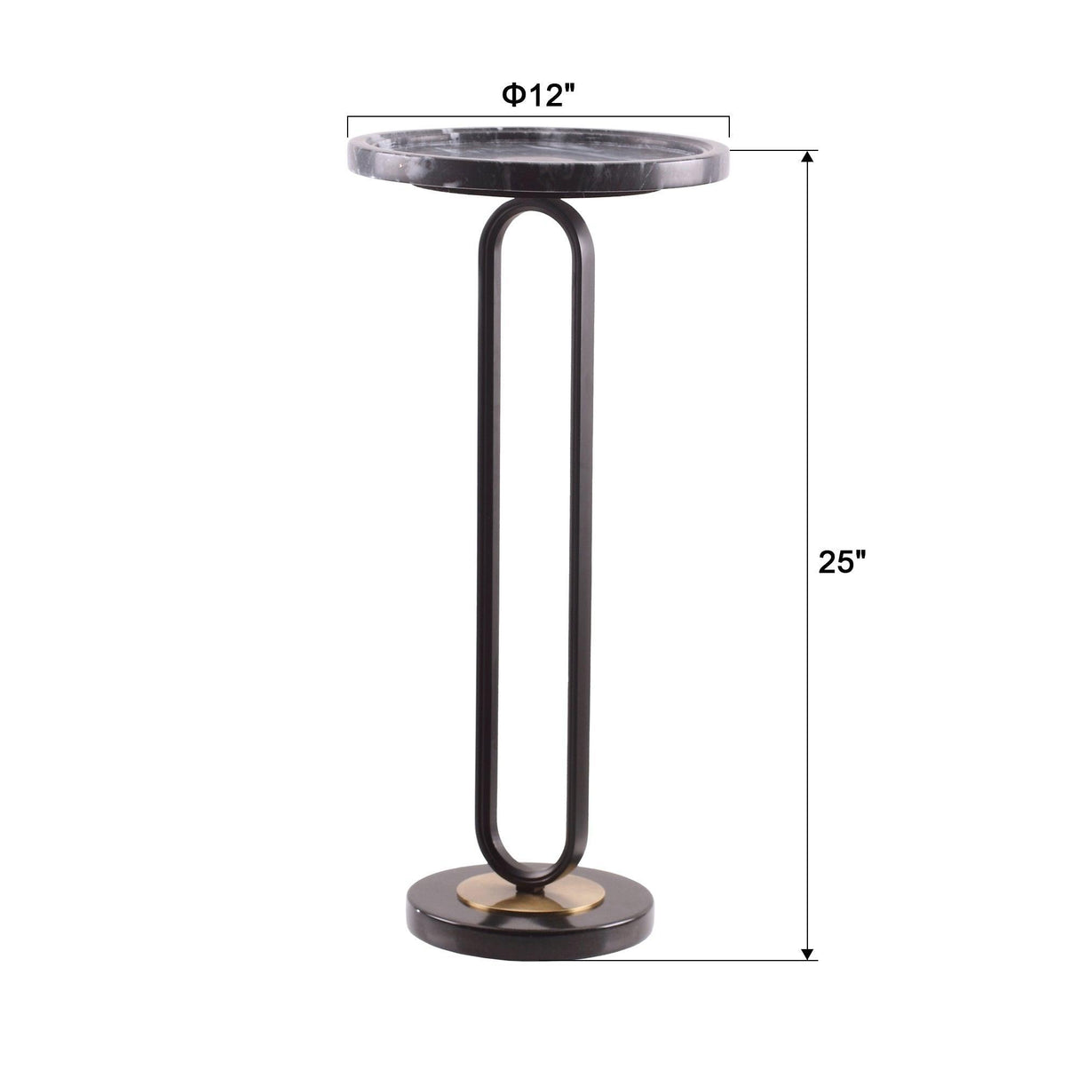 12" Black Round Side Table