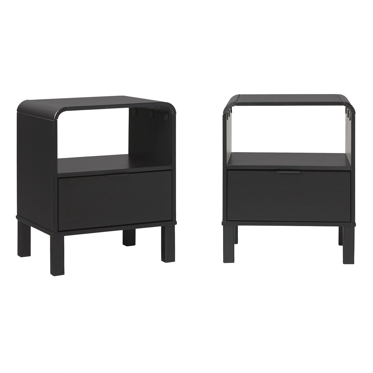 Elias Modern Curved-Frame Solid Wood Nightstand