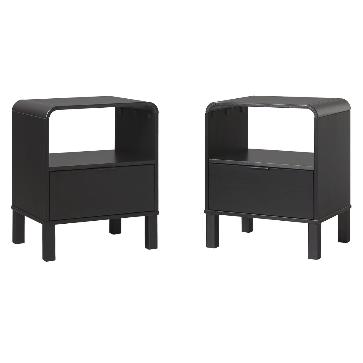 Elias Modern Curved-Frame Solid Wood Nightstand