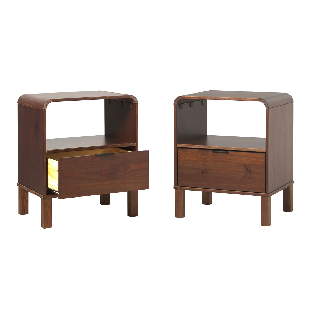 Elias Modern Curved-Frame Solid Wood Nightstand