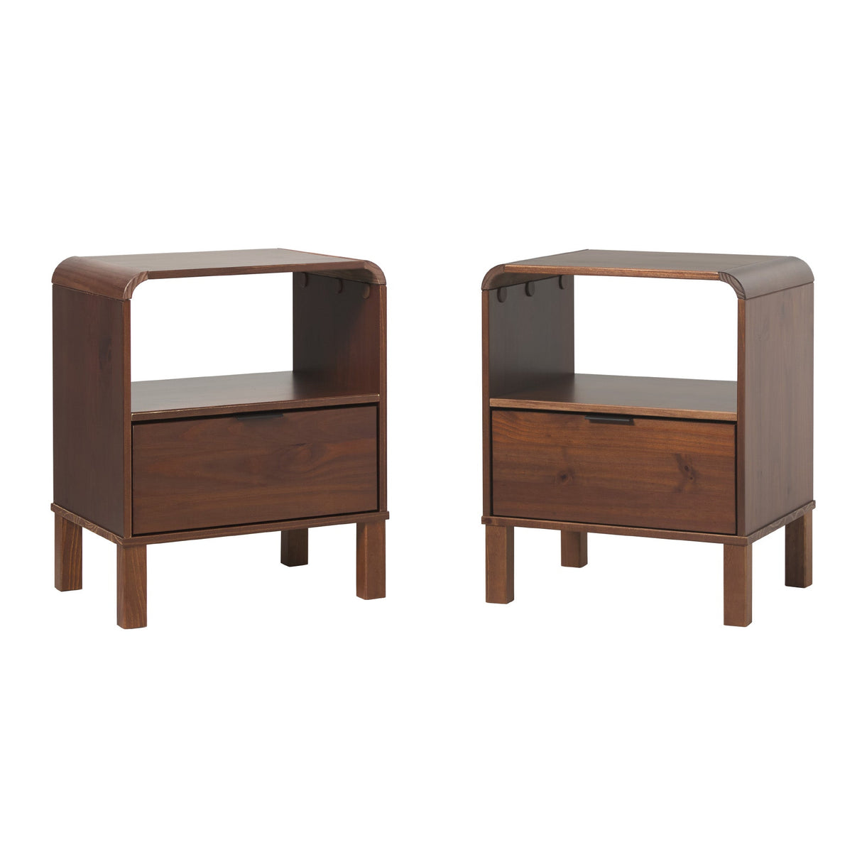 Elias Modern Curved-Frame Solid Wood Nightstand
