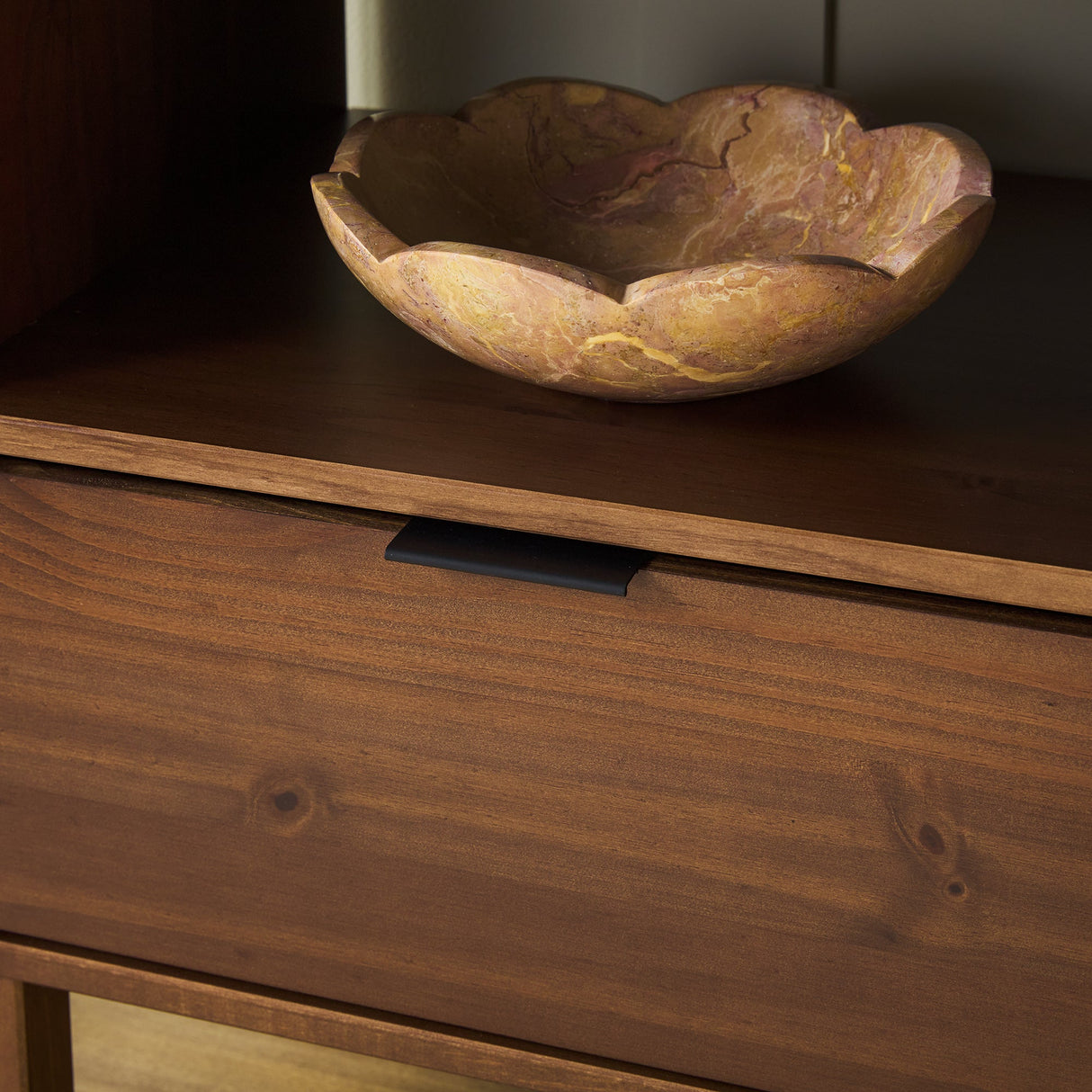 Elias Modern Curved-Frame Solid Wood Nightstand