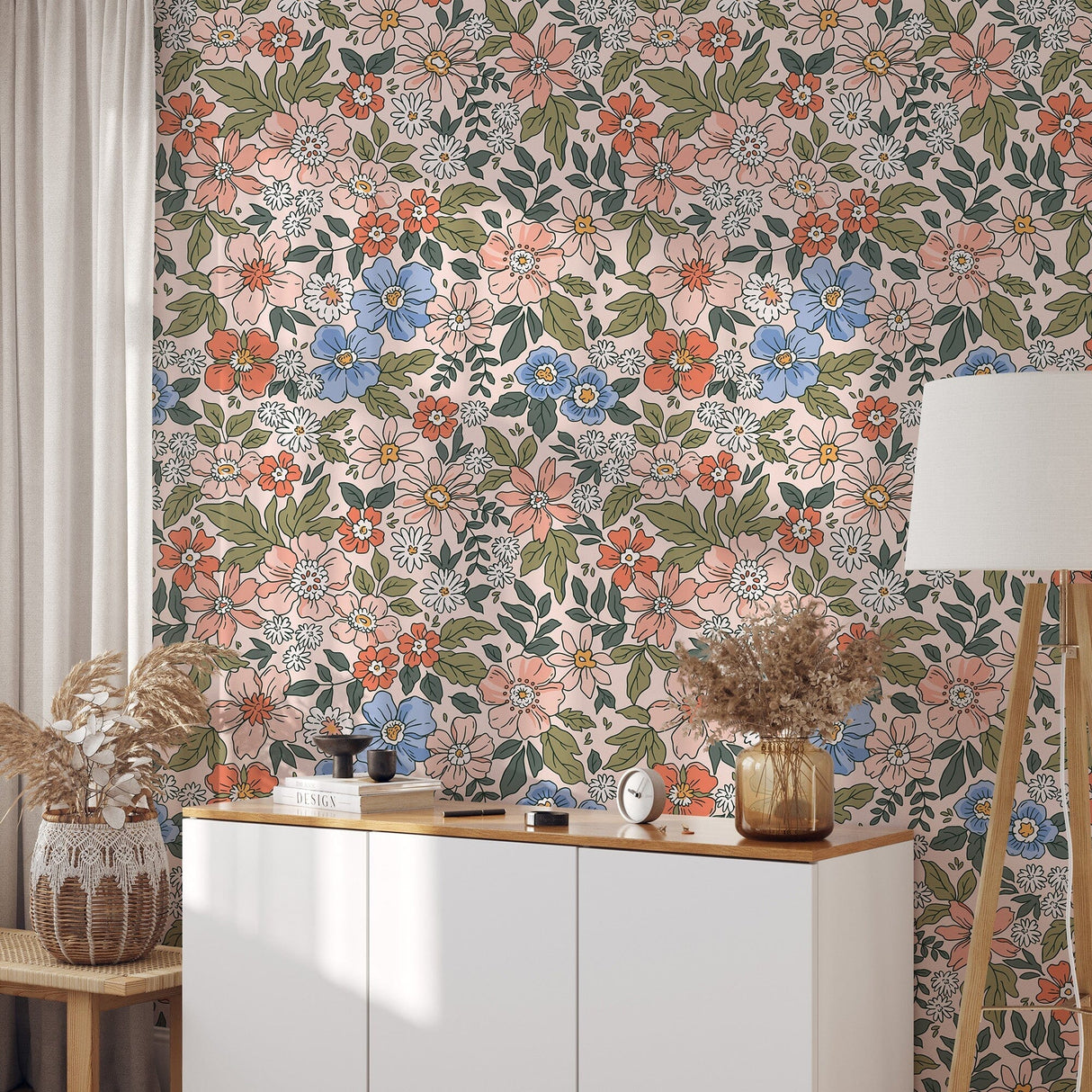 Vintage Liberty Style Elegant Flowers Wallpaper