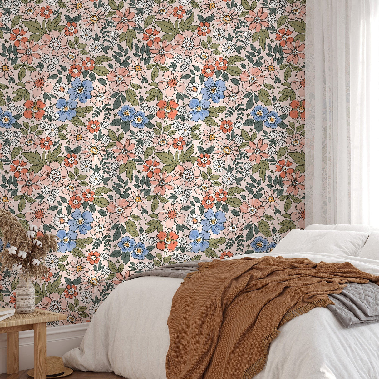 Vintage Liberty Style Elegant Flowers Wallpaper