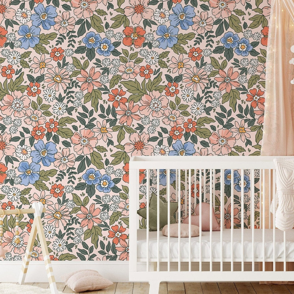 Vintage Liberty Style Elegant Flowers Wallpaper