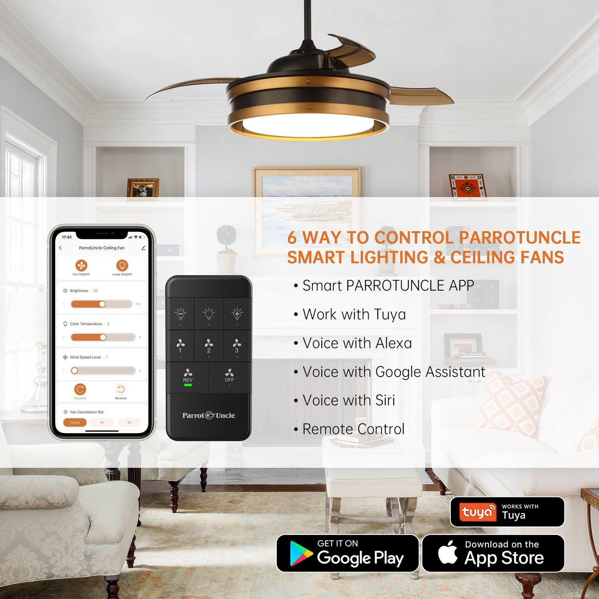 52" Mayna Smart Fan With Led Light