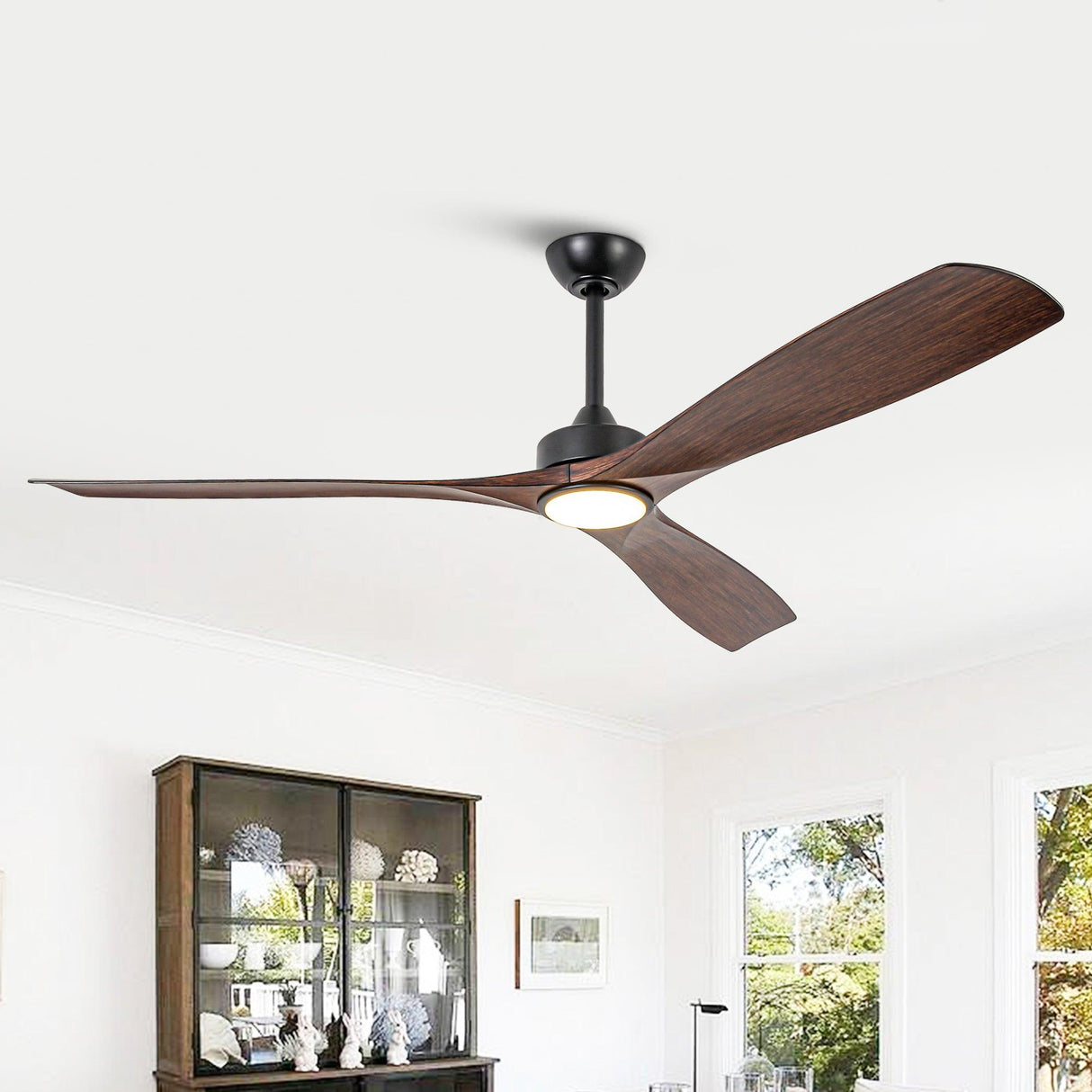60 Inch Alexi DC Motor Modern Downrod Ceiling Fan with LED Light
