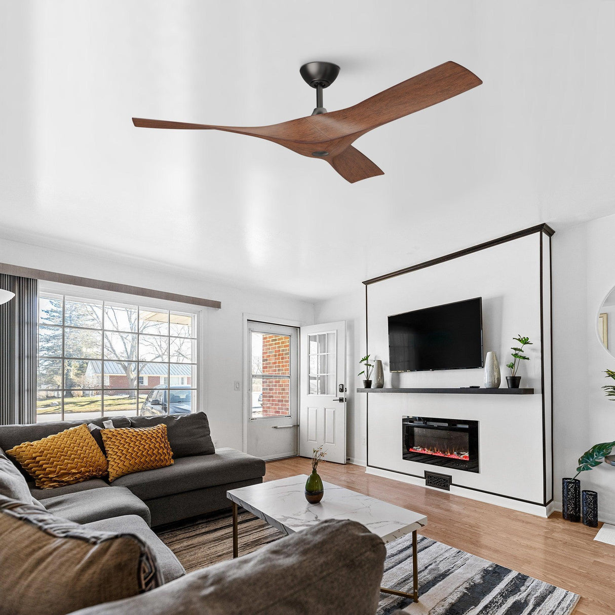 52" Windmill Industrial DC Motor Downrod Mount Reversible Ceiling Fan With Remote Control