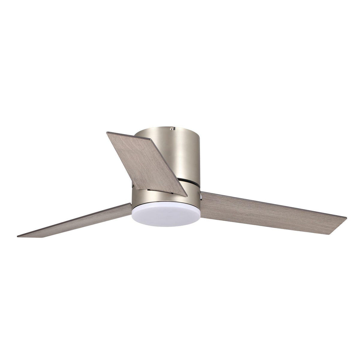 48" Satin Nickel Flush Mount Low Profile Ceiling Fan with LED Lighting