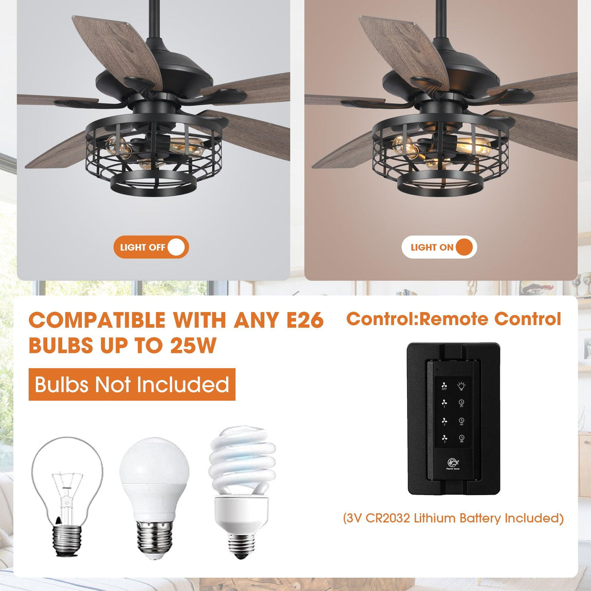 52" Paquette In Indoor Matte Black Industrial Ceiling Fan With Remote Control And Light Kit