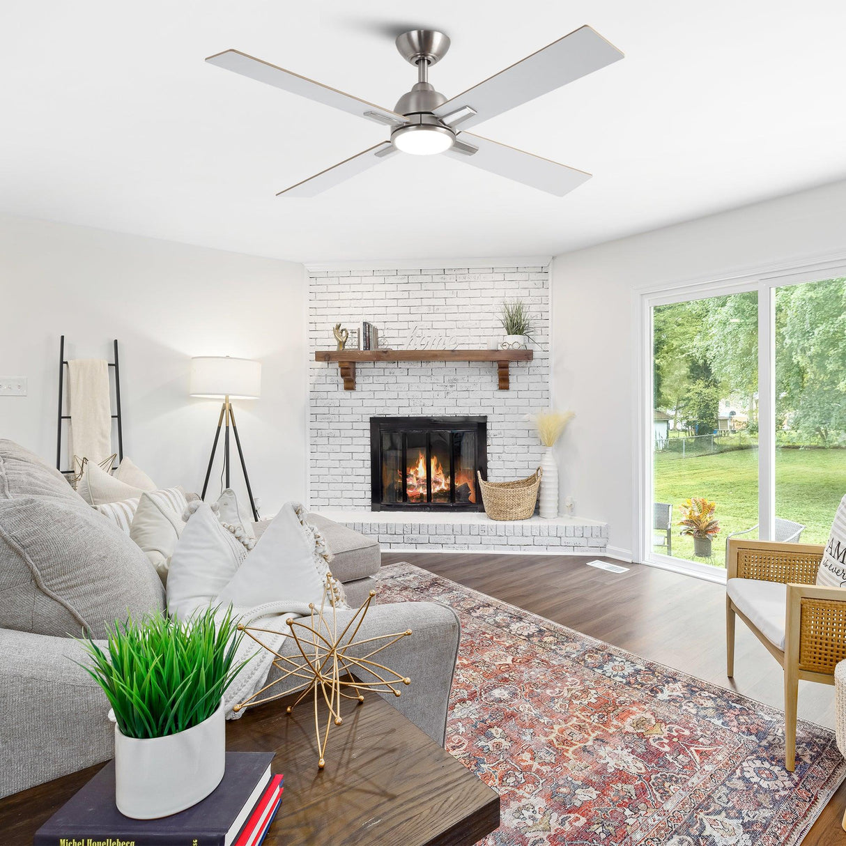 48" Linden DC Motor Downrod Mount Reversible Ceiling Fan with Lighting and Remote Control