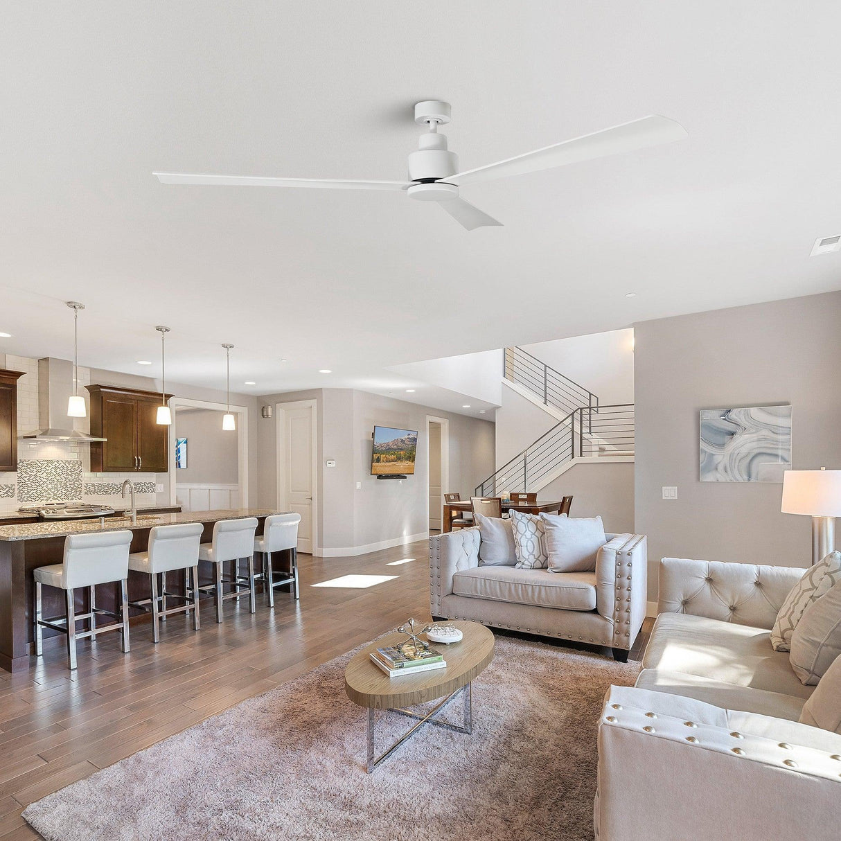 52" Zelda Industrial DC Motor Downrod Mount Reversible Ceiling Fan With Remote Control