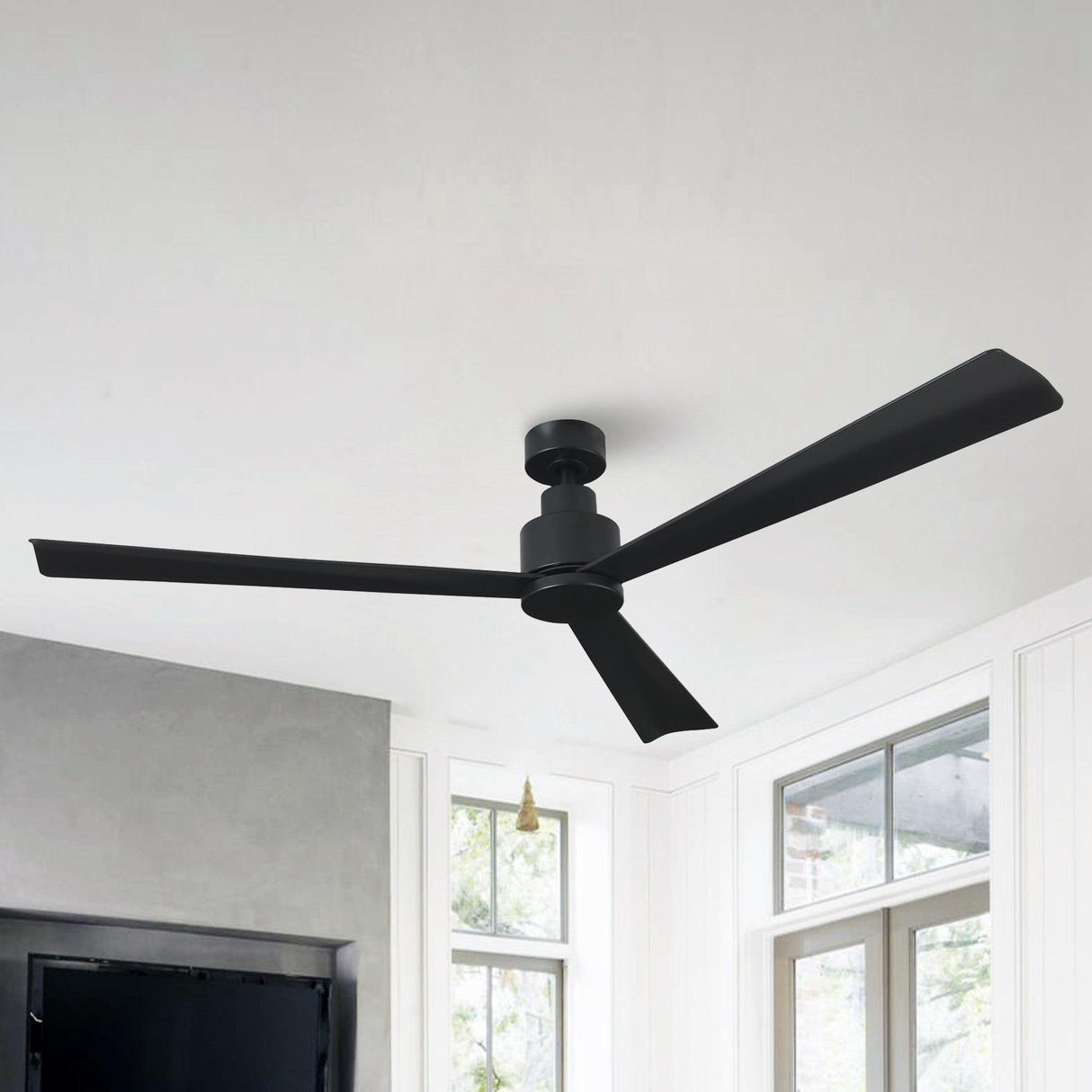 52" Zelda Industrial DC Motor Downrod Mount Reversible Ceiling Fan With Remote Control
