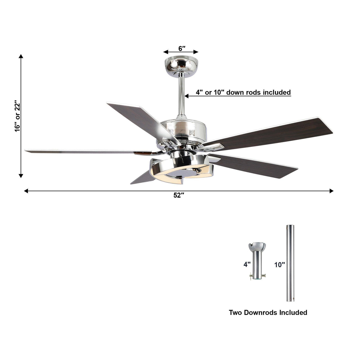 52" Vendome Industrial Downrod Mount Reversible Ceiling Fan With Lighting And Remote Control