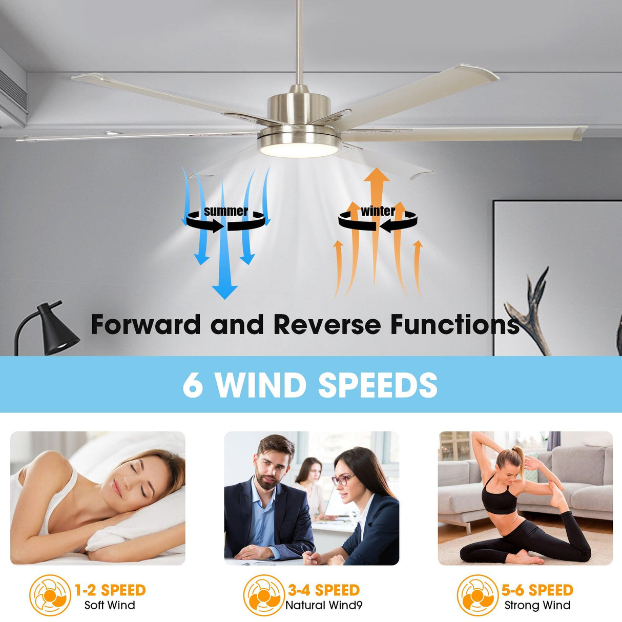 65'' Inch Freda DC Motor Modern Ceiling Fan Led Light Remote Control