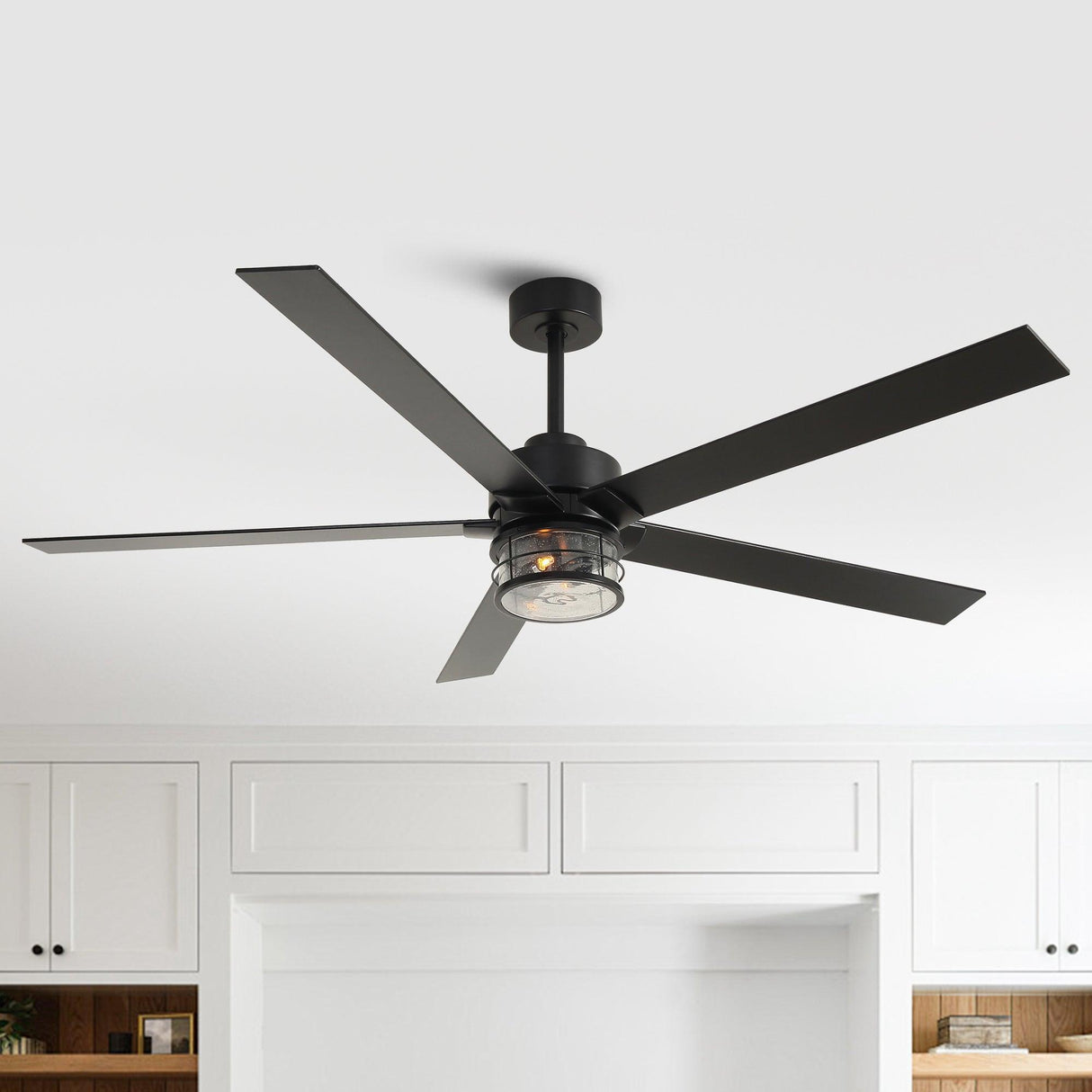 65" Modern DC Motor Downrod Mount Reversible Ceiling Fan With Lighting And Remote Control