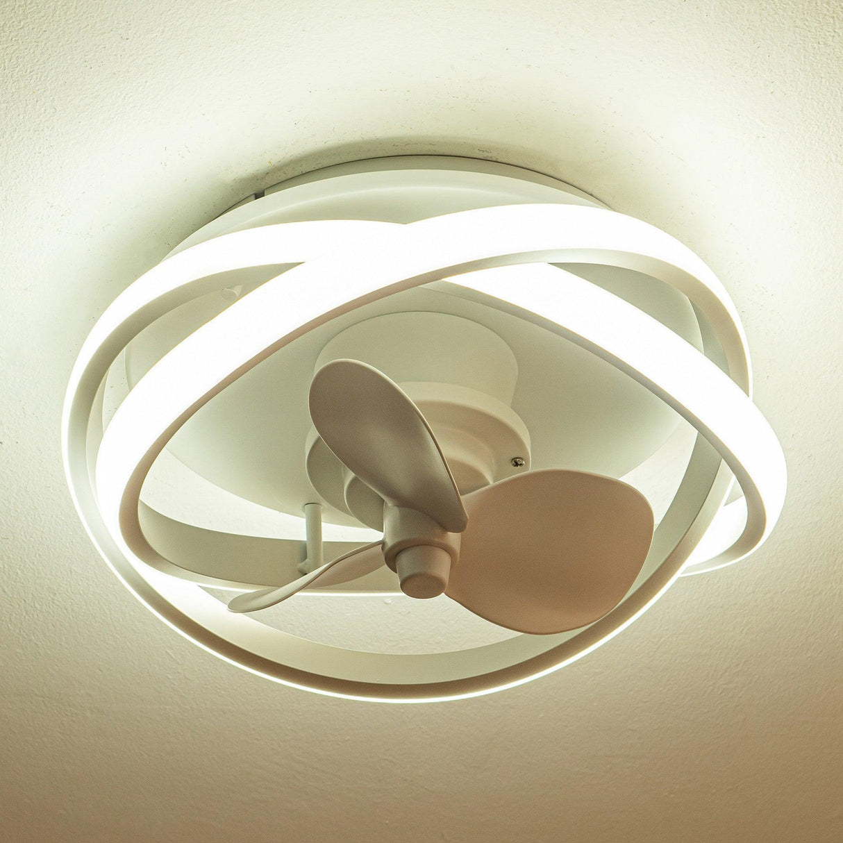 Vaczon 13" Flush Mount Caged Fan with Light and Remote Control