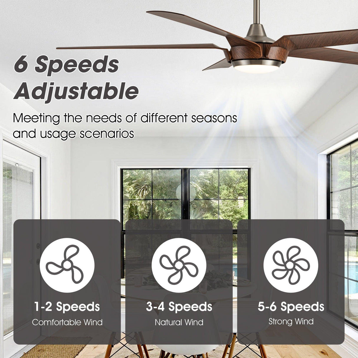 65" Fury Farmhouse DC Motor Downrod Mount Ceiling Fan with Lighting and Remote Control