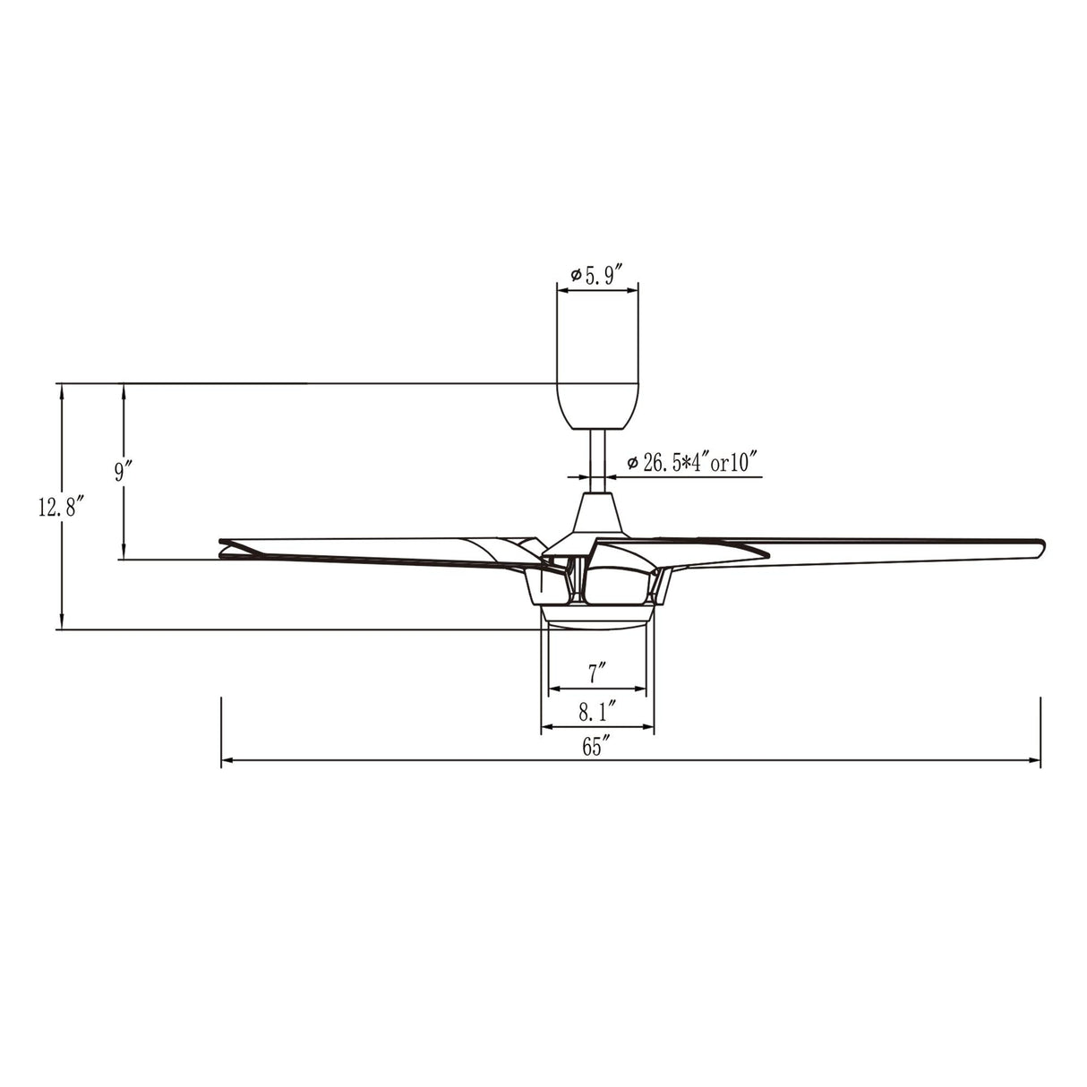65" Fury Farmhouse DC Motor Downrod Mount Ceiling Fan with Lighting and Remote Control