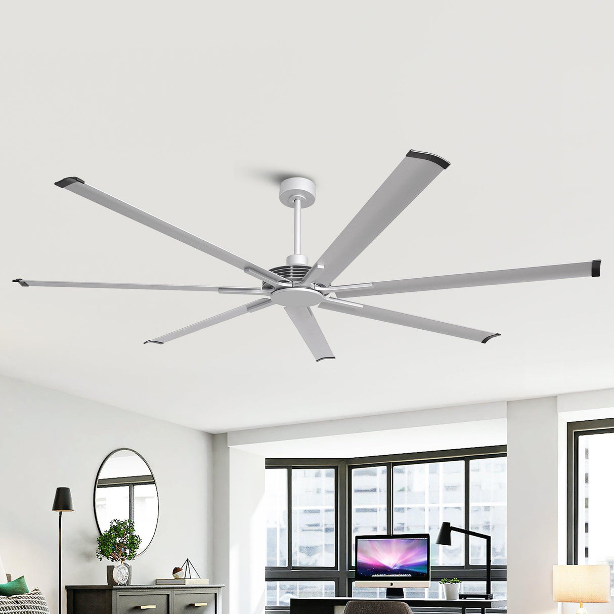 84 Inch 100 Inch Silent Storm Extra Large Ceiling Fan with Remote Control