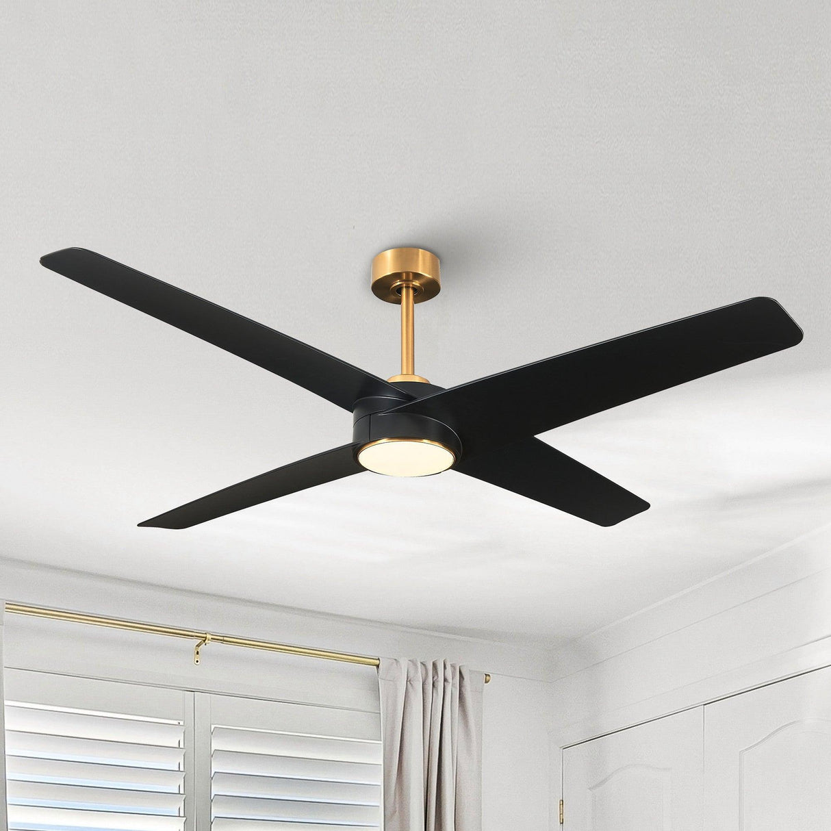60" Parvez Modern DC Motor Downrod Mount Reversible Crystal Ceiling Fan With Lighting And Remote Control