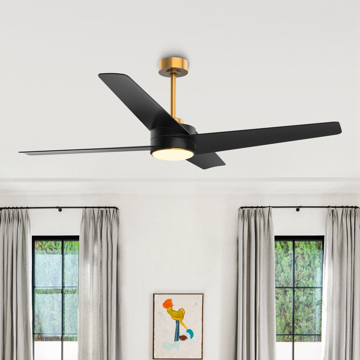 60" Parvez Modern DC Motor Downrod Mount Reversible Crystal Ceiling Fan With Lighting And Remote Control