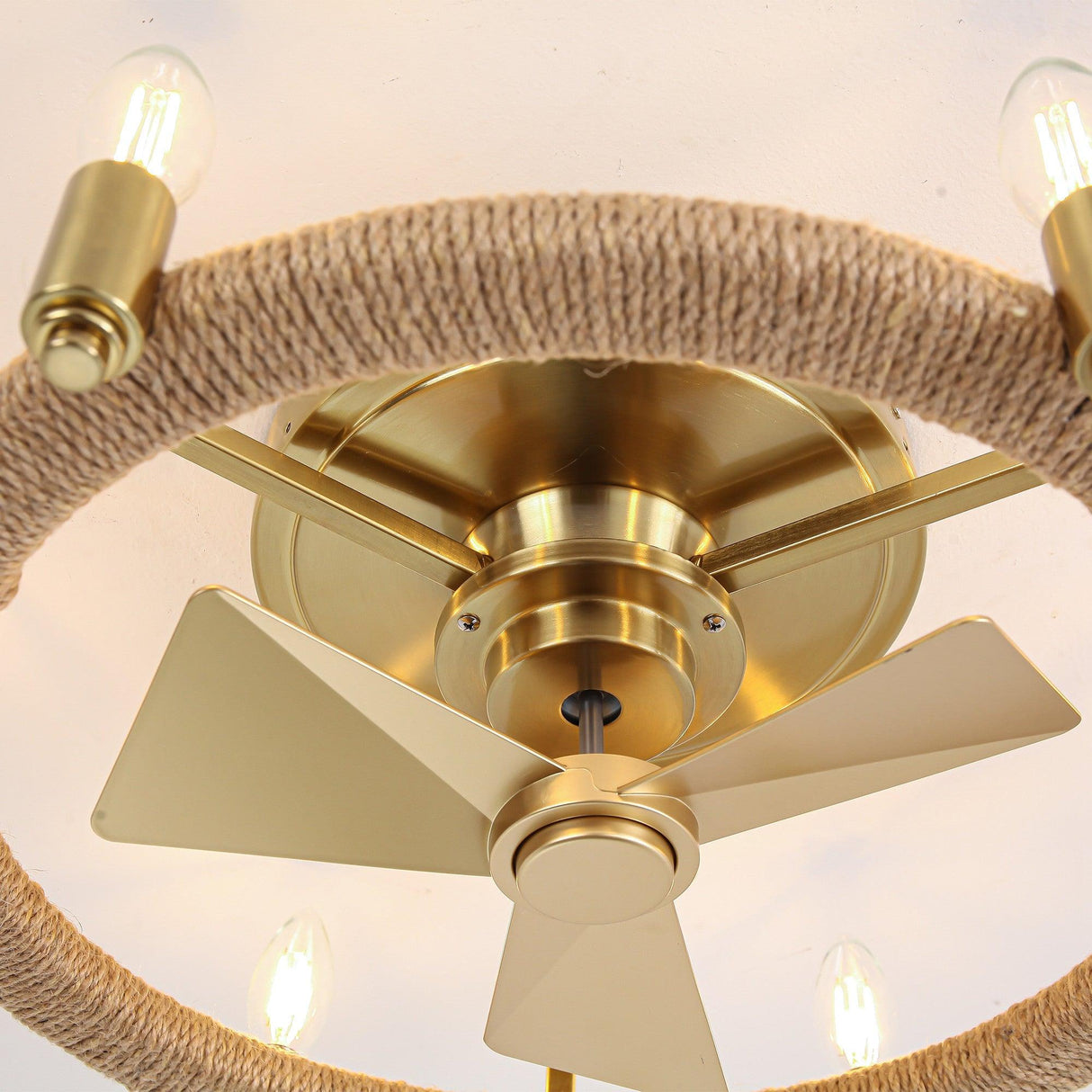 20" Flush Mount Golden Ceiling Fan with Light and Remote Control