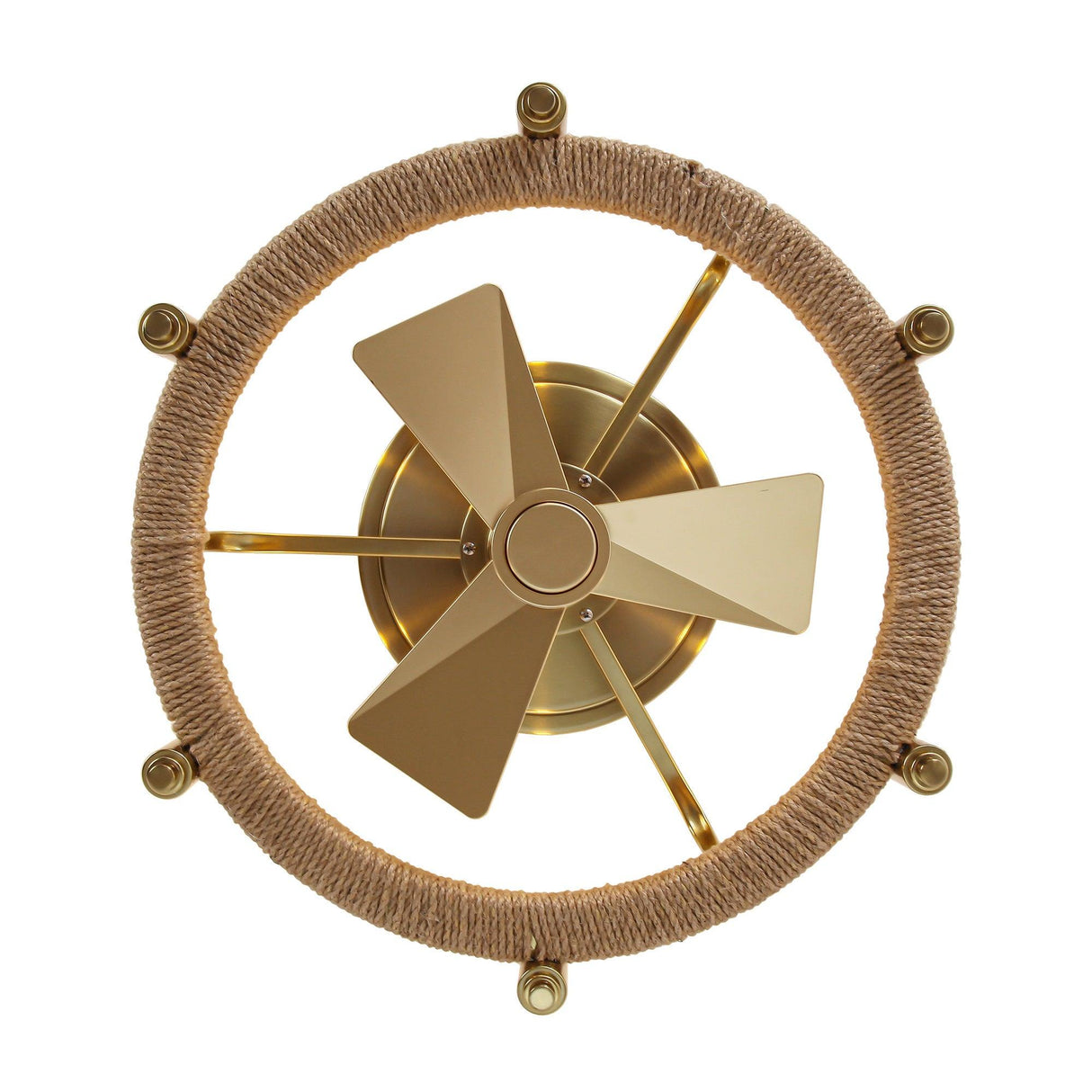 20" Flush Mount Golden Ceiling Fan with Light and Remote Control